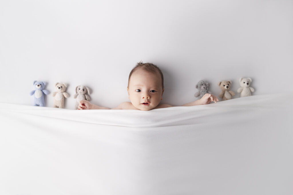 Cute baby boy during his newborn photoshoot in Sydney