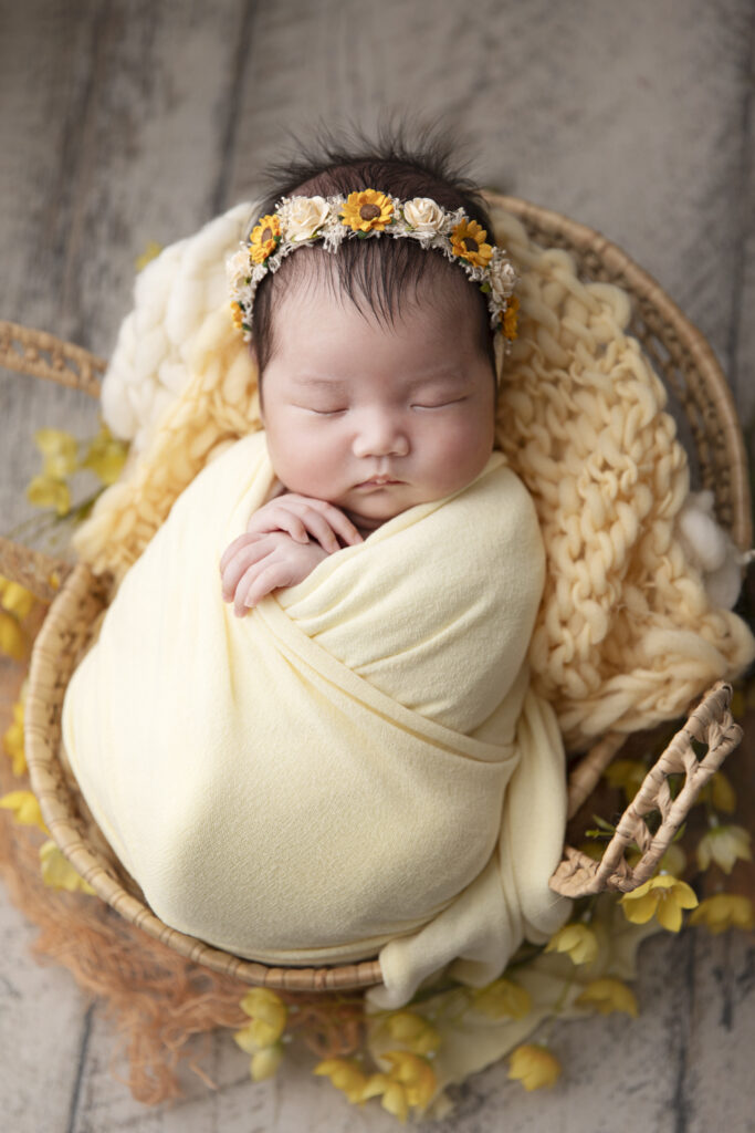 Posed newborn photography in our Sydney photography studio.